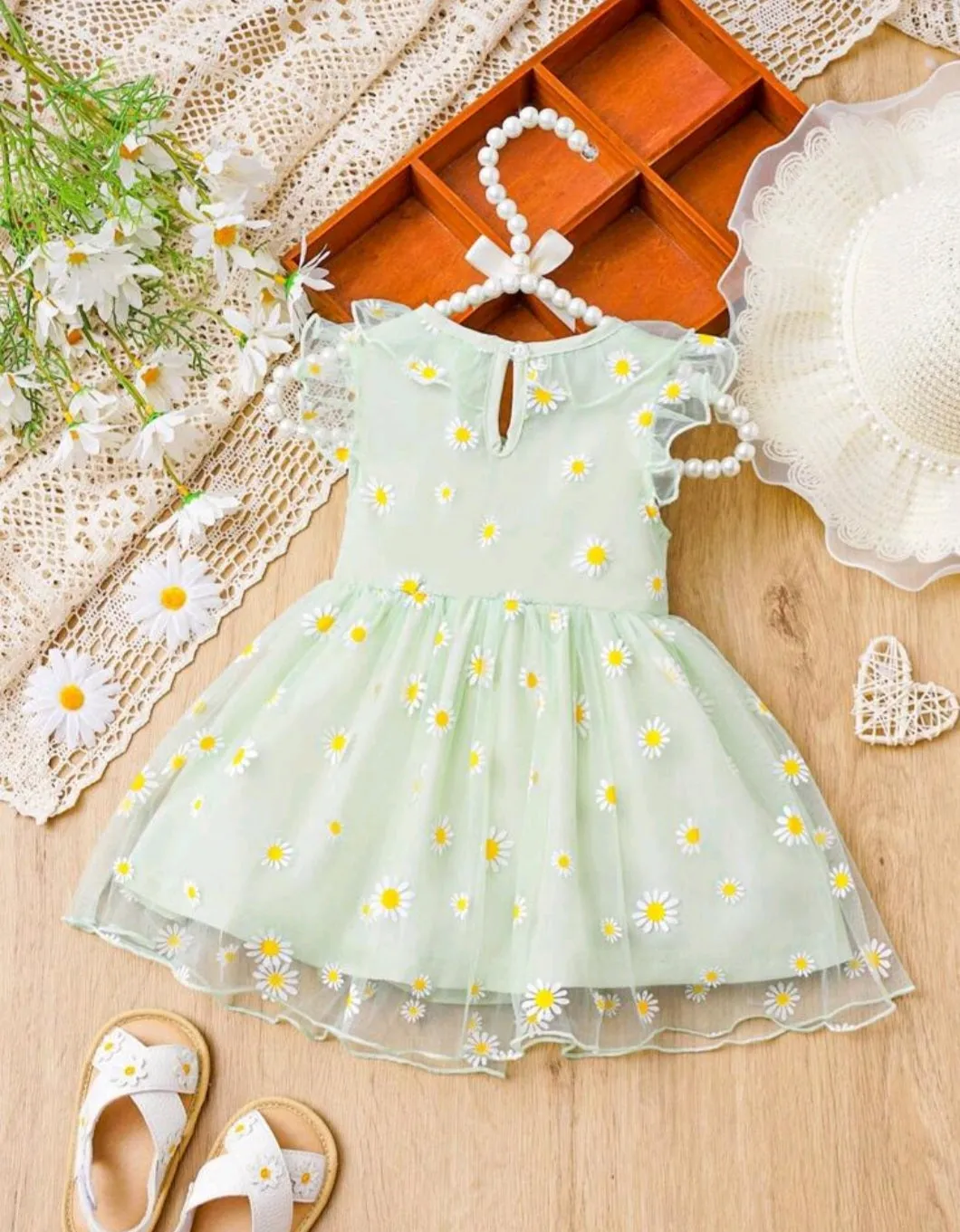 Green Daisy Tulle Dress #10022