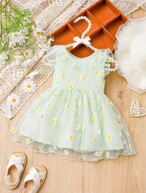 Green Daisy Tulle Dress #10022