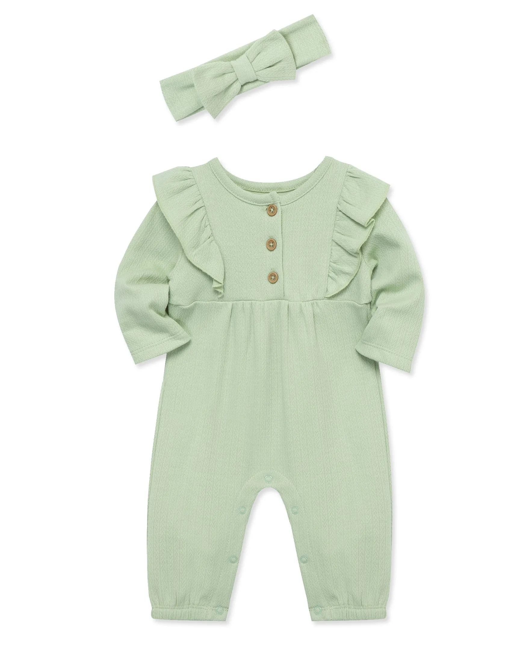 Green Pointelle Jumpsuit Set