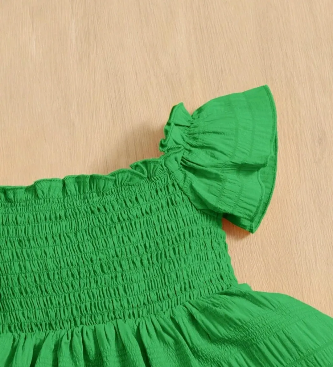 Green Ruffle Sleeve Dress #1007