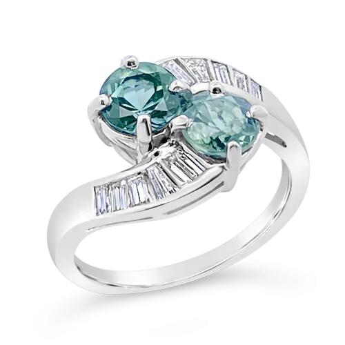 Green Sapphire & Diamond Estate Ring