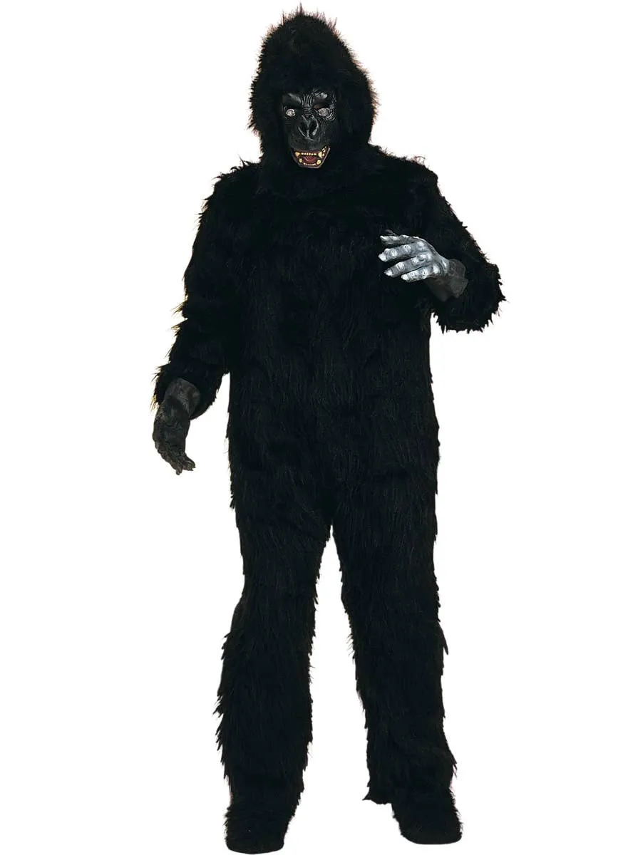 Hairy Black Adults Gorilla Fancy Dress Costume Jumpsuit