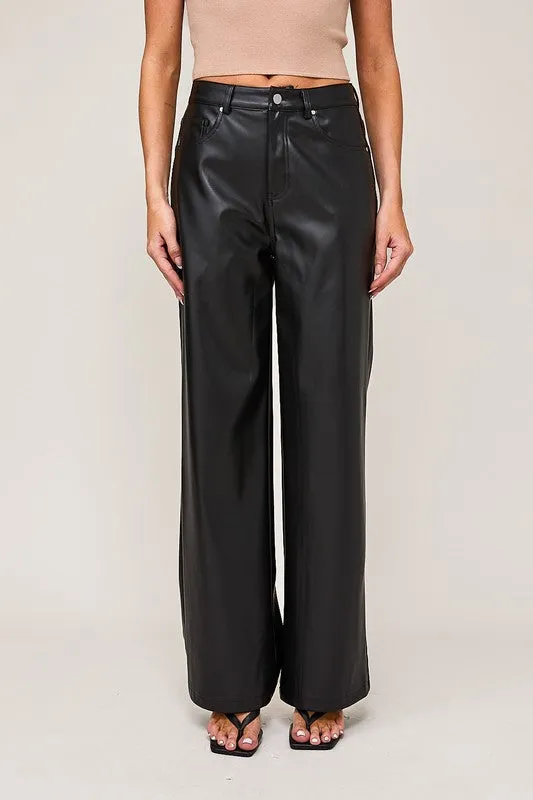 Hazel HW Faux Leather Pants