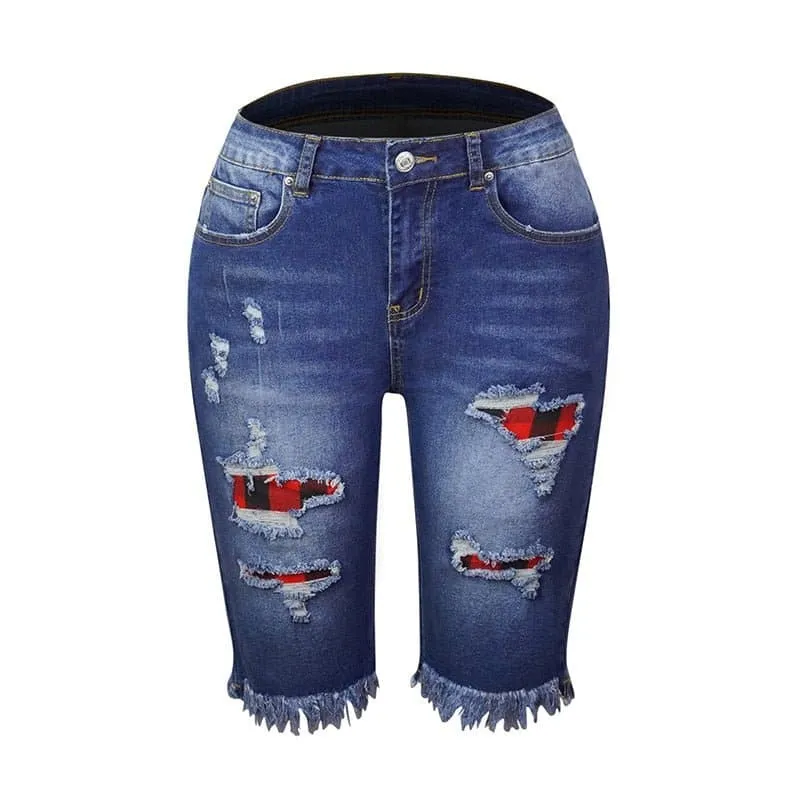 High Elastic Ripped Jean Shorts