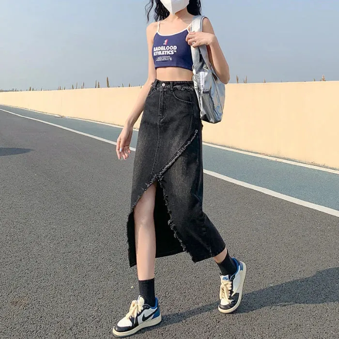 High-Waisted Open Cowboy Female 2024 New Fashion Thin Jeans