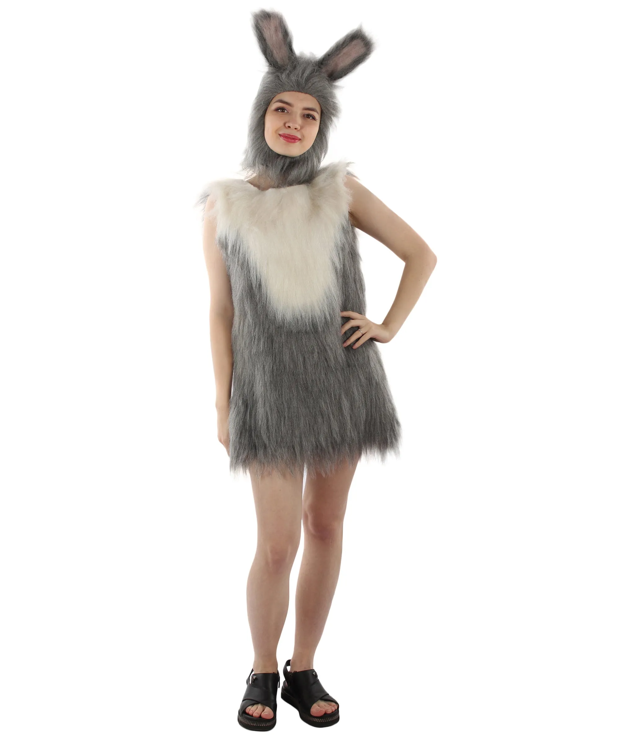 HPO White and Grey Mouse Costume with Mask  - Long Synthetic Fibers Bundle