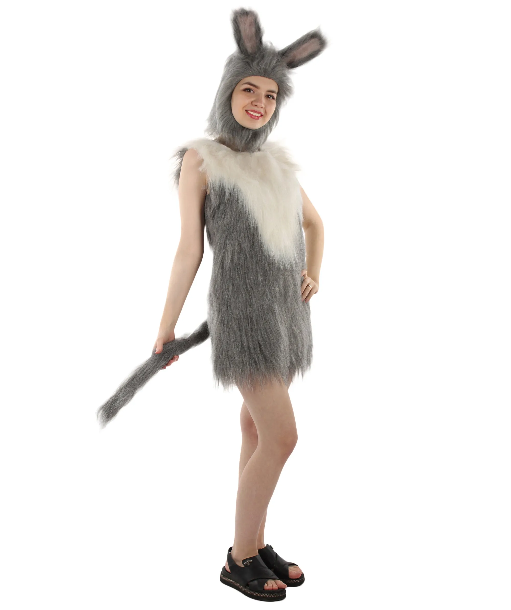 HPO White and Grey Mouse Costume with Mask  - Long Synthetic Fibers Bundle