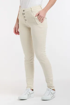 Italian Star Button Jeans - Vanilla