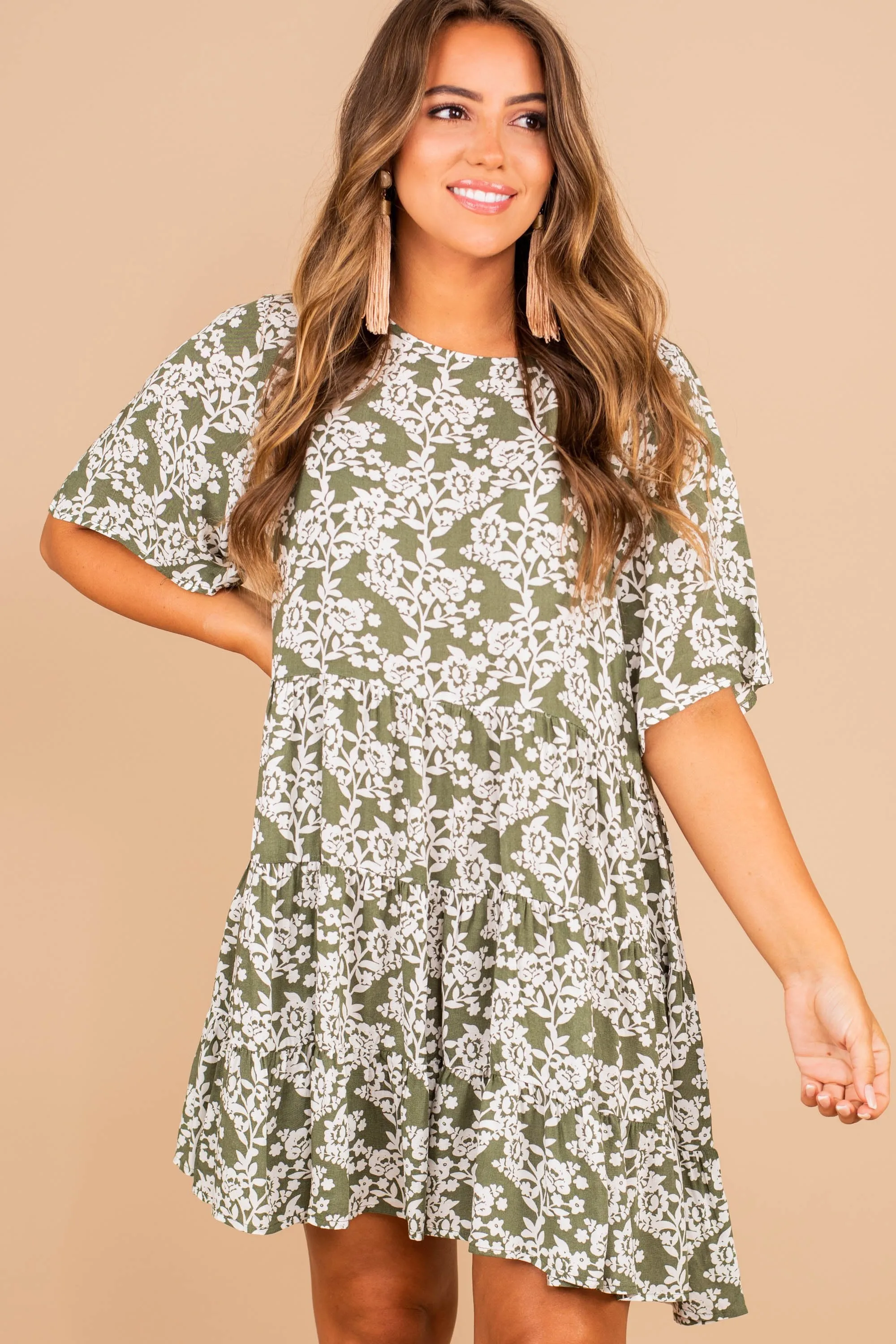 It's A Lifestyle Green Tea Floral Dress