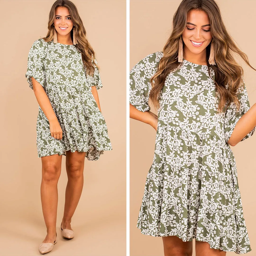 It's A Lifestyle Green Tea Floral Dress