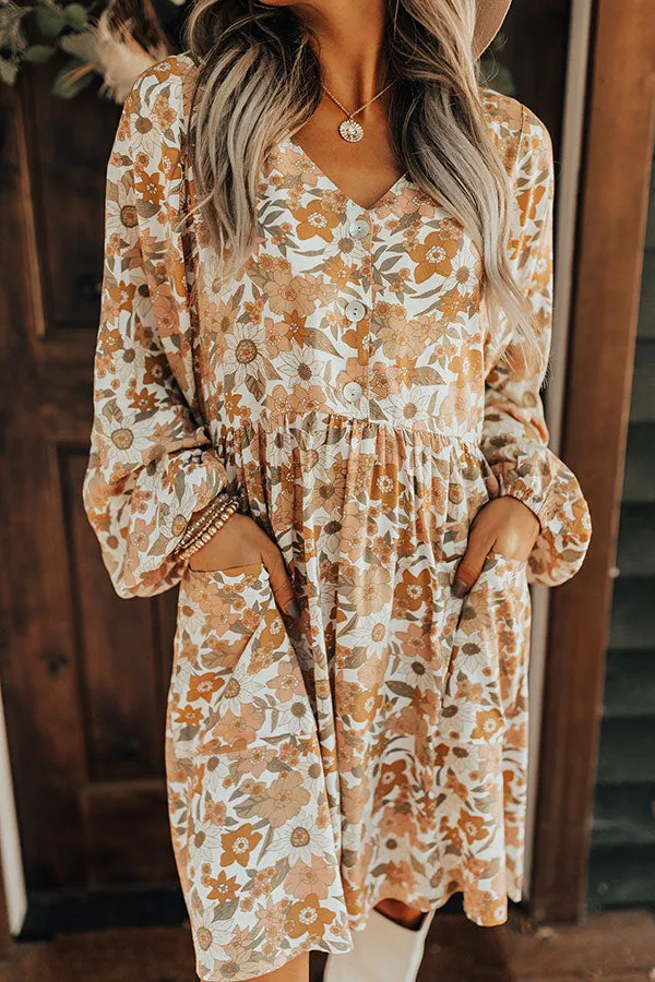 Keep Smiling Floral Shift Dress in Golden Honey