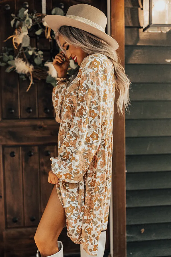 Keep Smiling Floral Shift Dress in Golden Honey