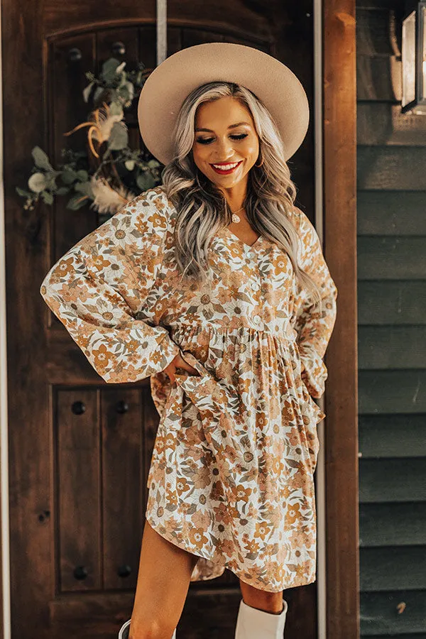 Keep Smiling Floral Shift Dress in Golden Honey