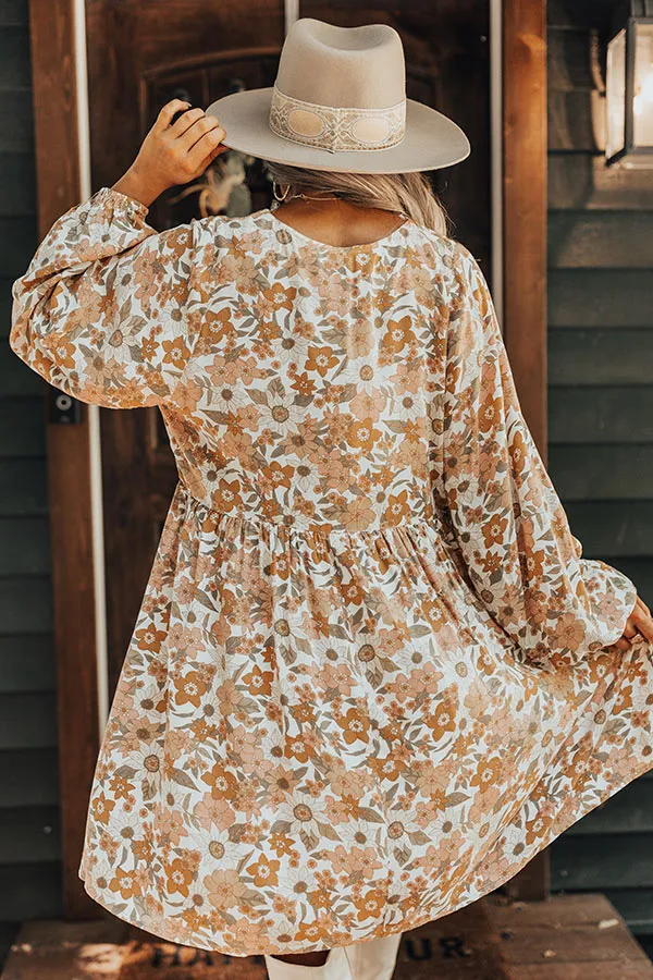 Keep Smiling Floral Shift Dress in Golden Honey