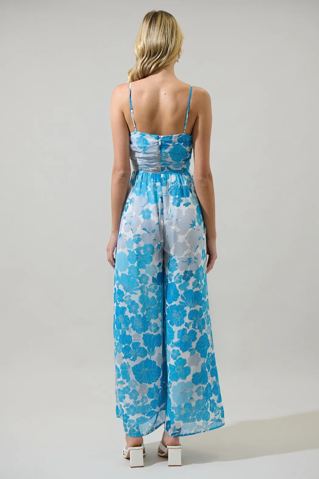 Kerela Floral Amoretta Ruched Wide Leg Jumpsuit