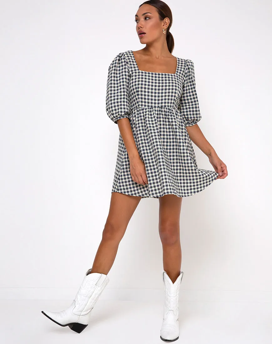 Kezie Skater Dress in Gingham Cream