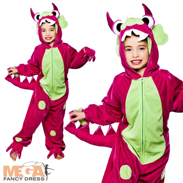 Kids Pink Polka Dot Monster Halloween Girls Costume