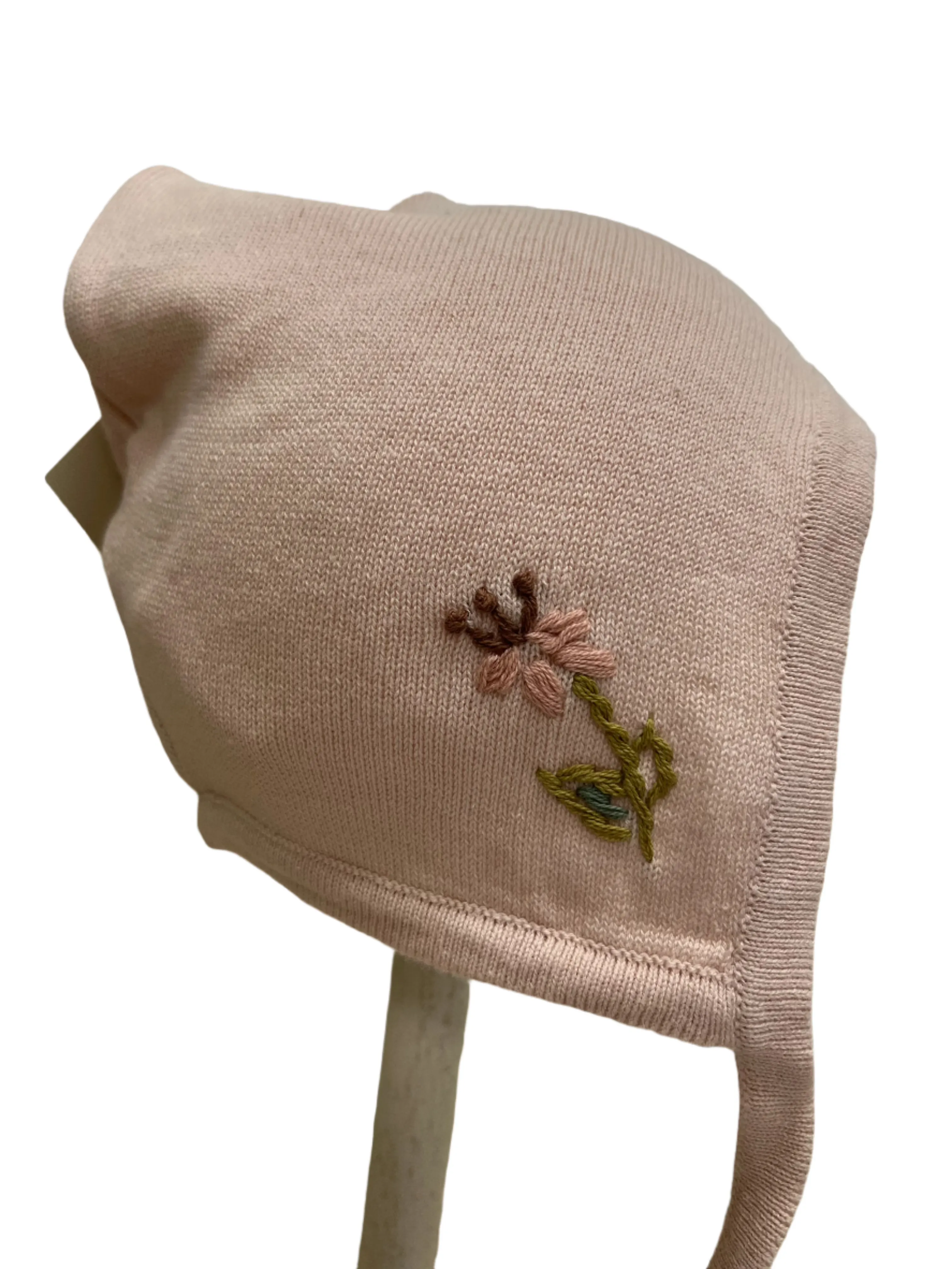 Knit Bonnet with Flowers by Elegant Baby