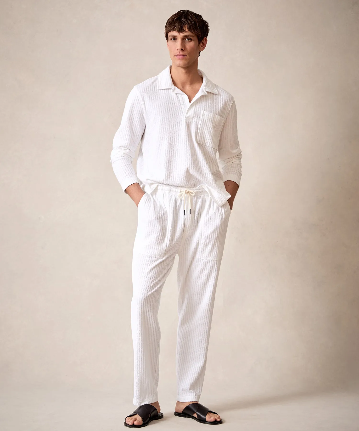 Knit Seersucker Pant in New White