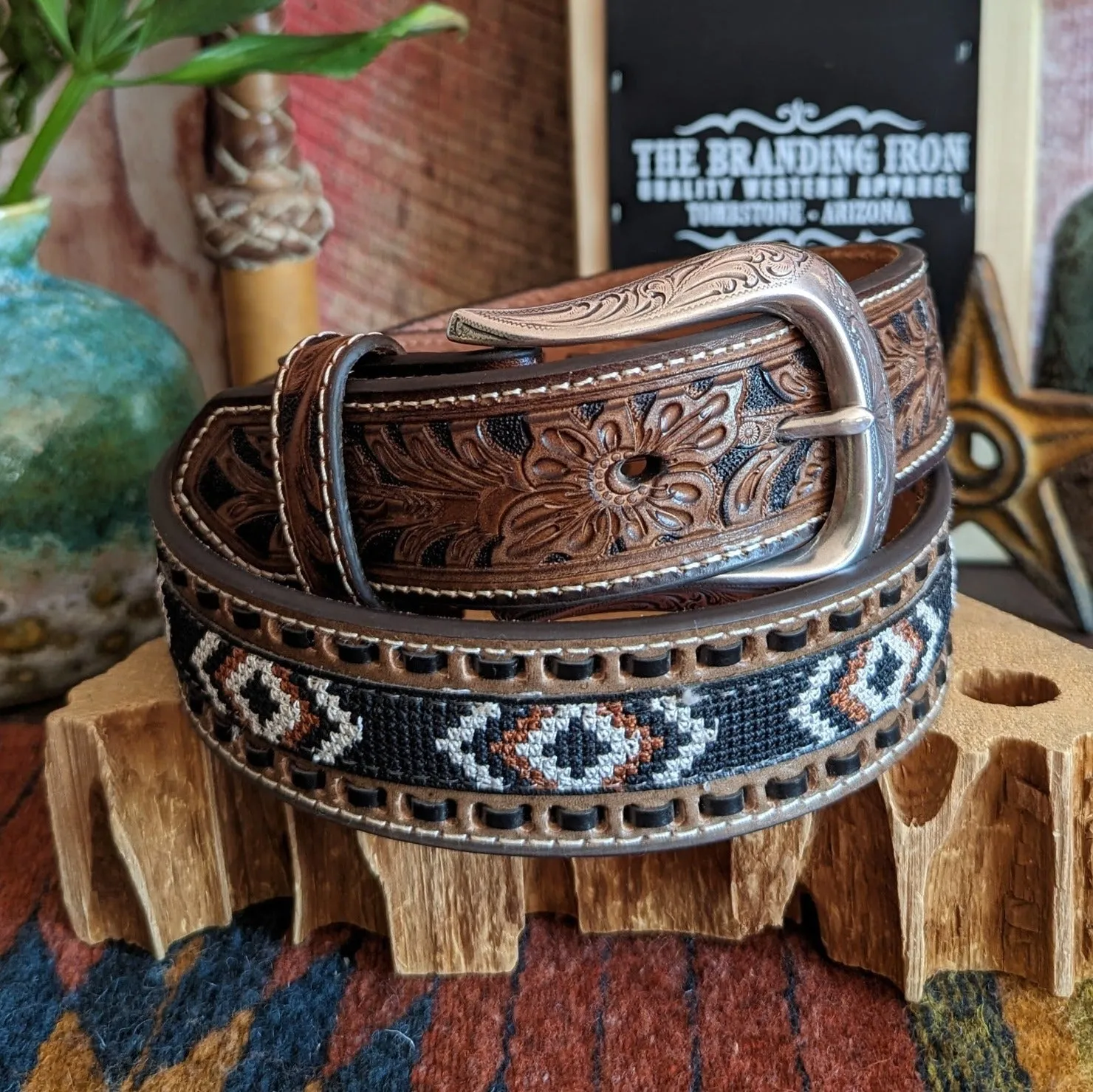 Leather Belt "Weaved Aztec" by Nocona N210006302