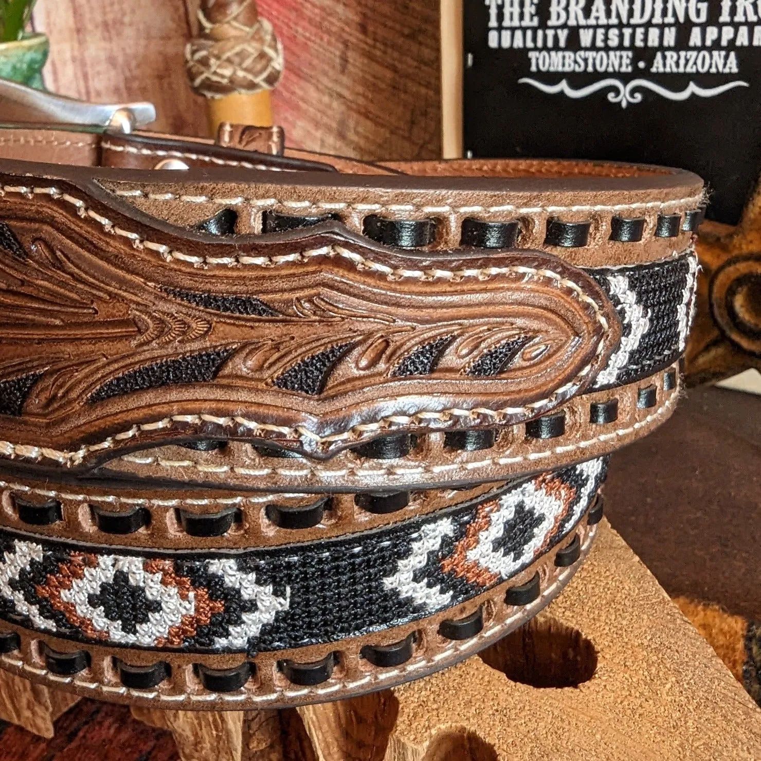 Leather Belt "Weaved Aztec" by Nocona N210006302