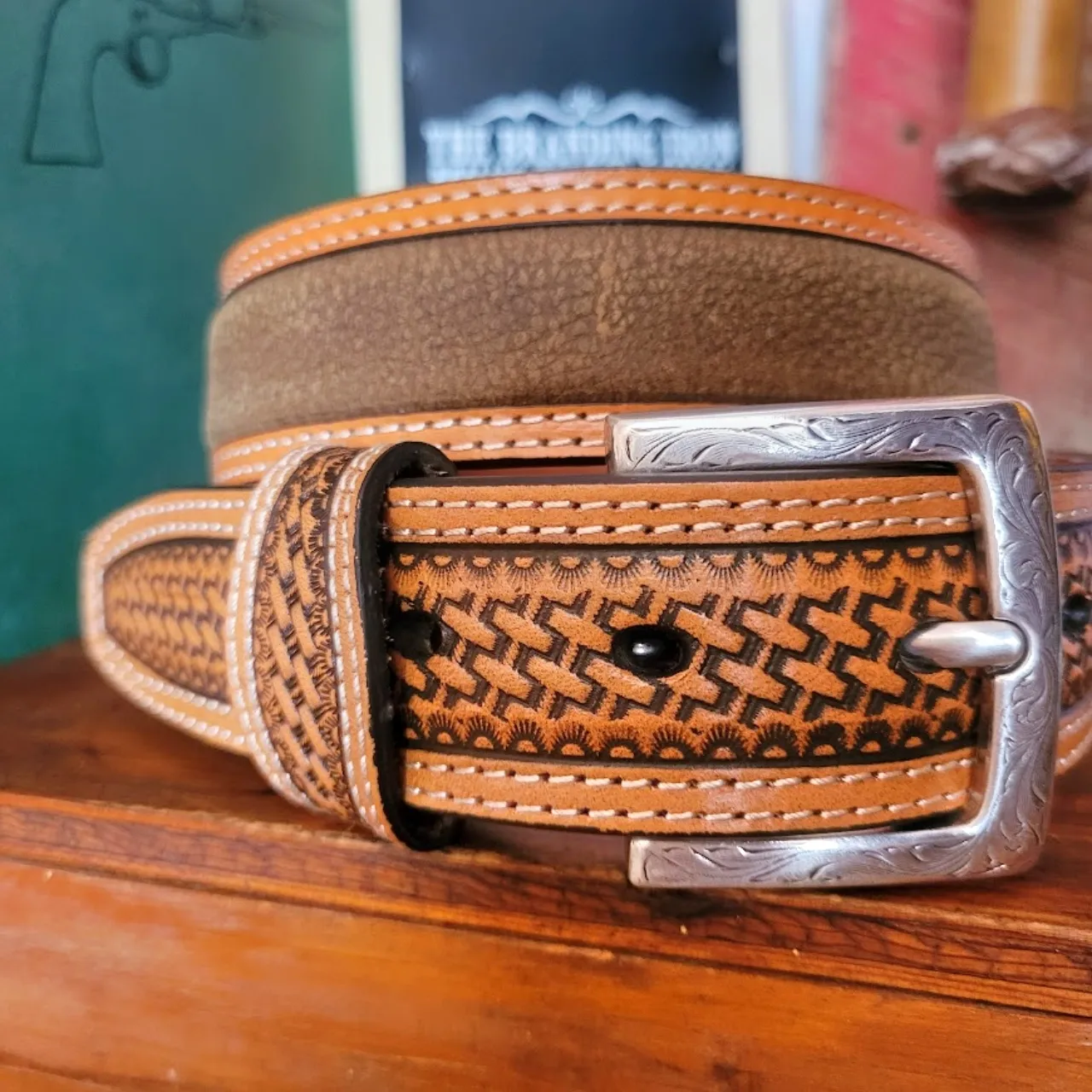 Leather Belt, the "Basket Weave" by Ariat A1032044