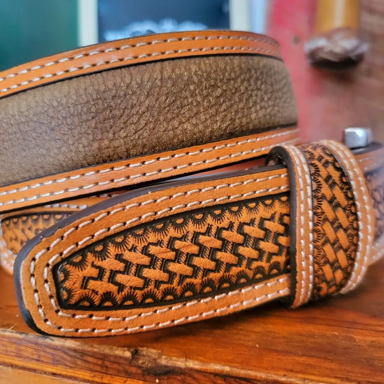 Leather Belt, the "Basket Weave" by Ariat A1032044