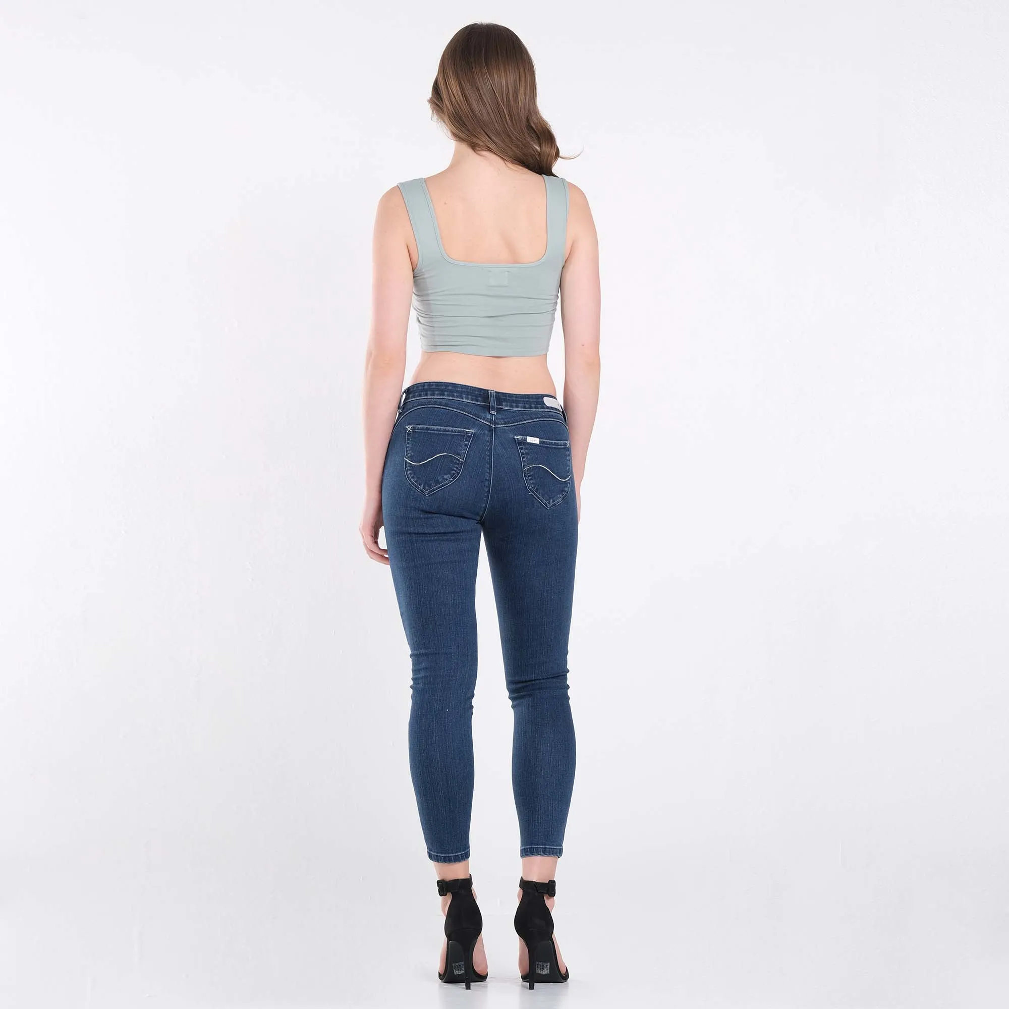 LEE WOMENS SKINNY NARROW DENIM JEANS IN TIDAL CRASH