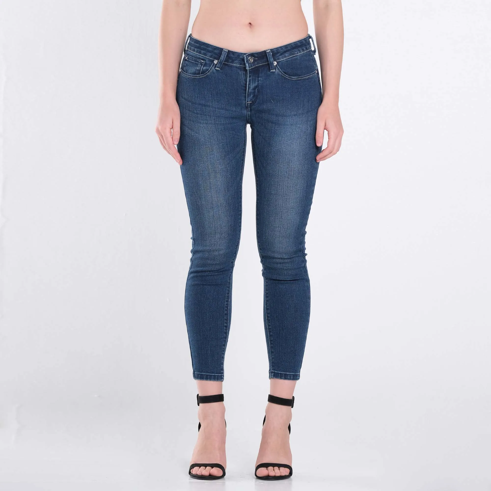 LEE WOMENS SKINNY NARROW DENIM JEANS IN TIDAL CRASH