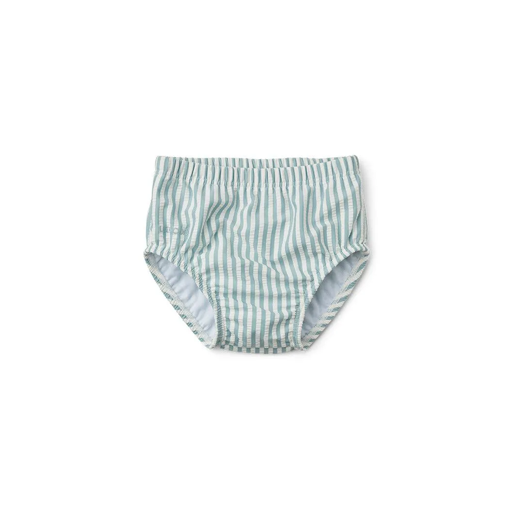 Liewood Anthony Seersucker Baby Swim Pants - Sea Blue/White - Stripe