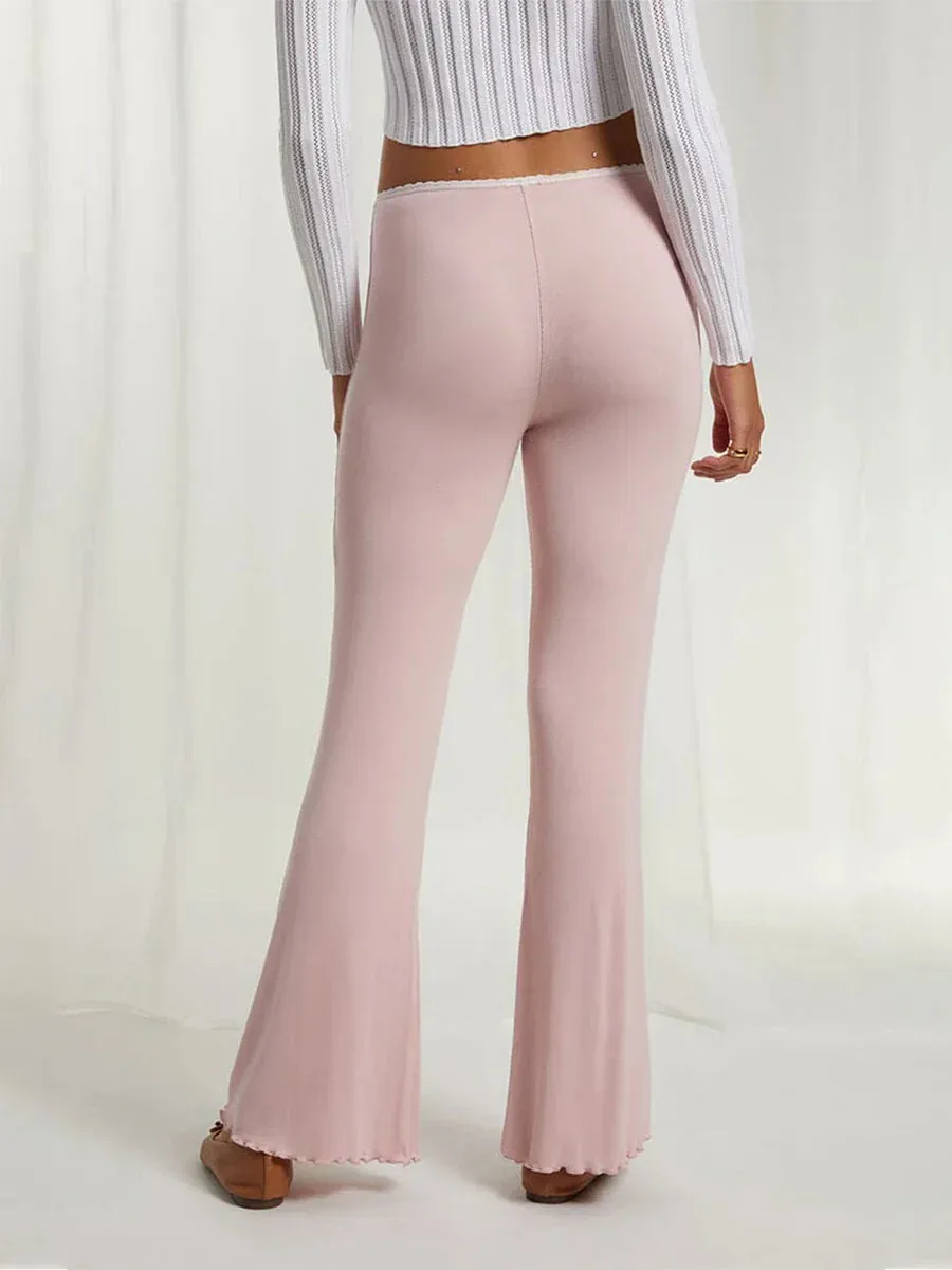 Lounge Contrast High Waist Flare Palazzo Yoga Bell Bottom Y2K Pants