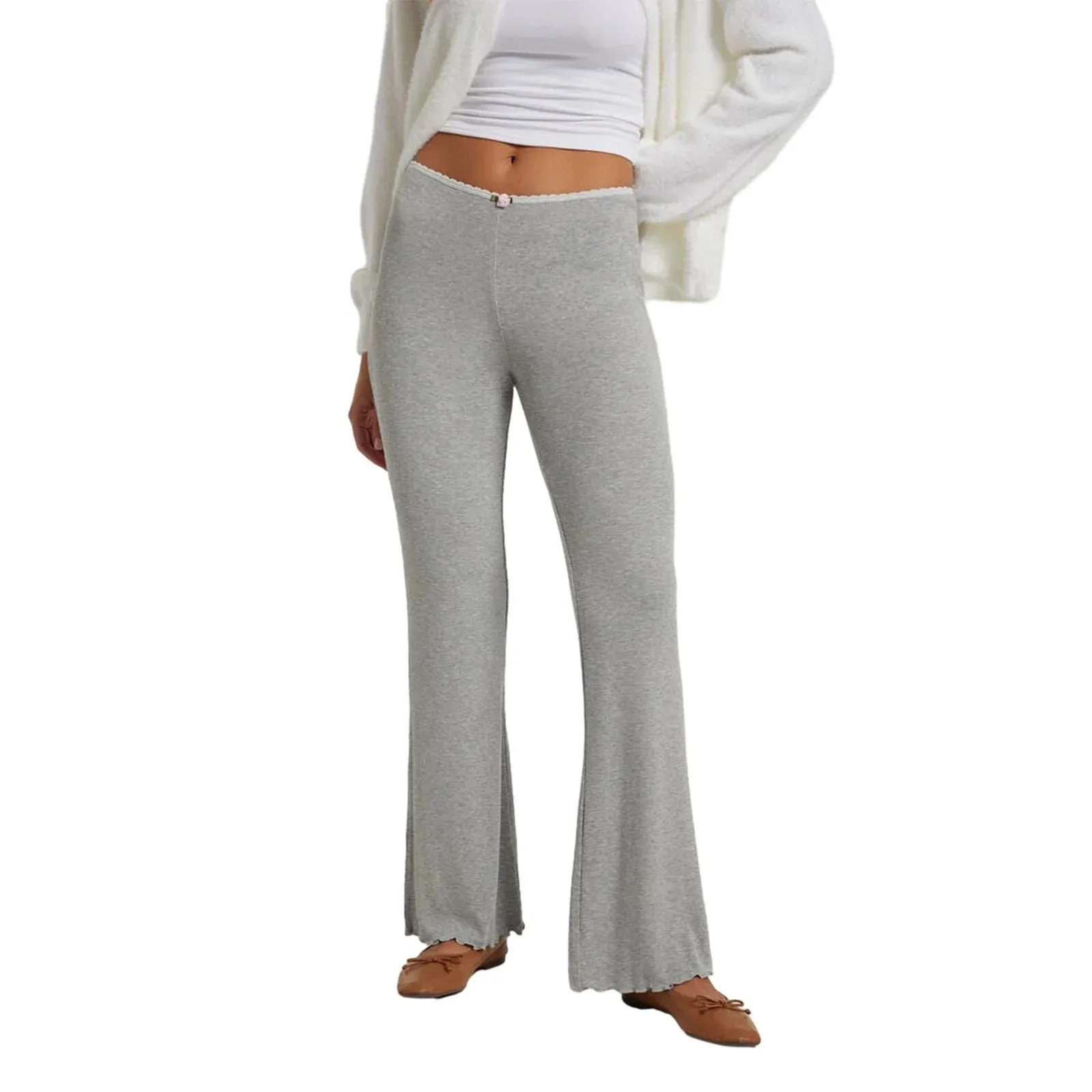 Lounge Contrast High Waist Flare Palazzo Yoga Bell Bottom Y2K Pants