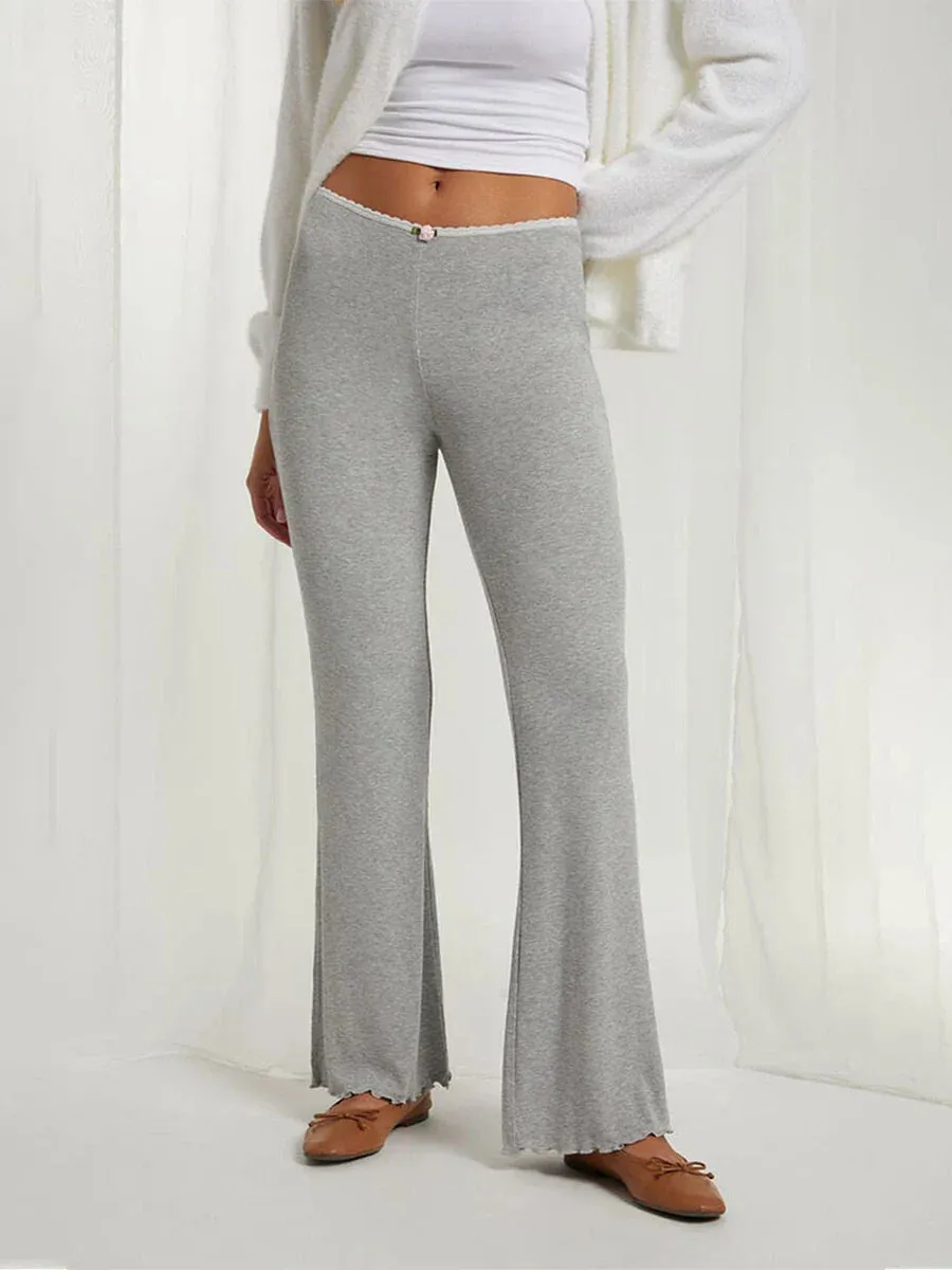 Lounge Contrast High Waist Flare Palazzo Yoga Bell Bottom Y2K Pants