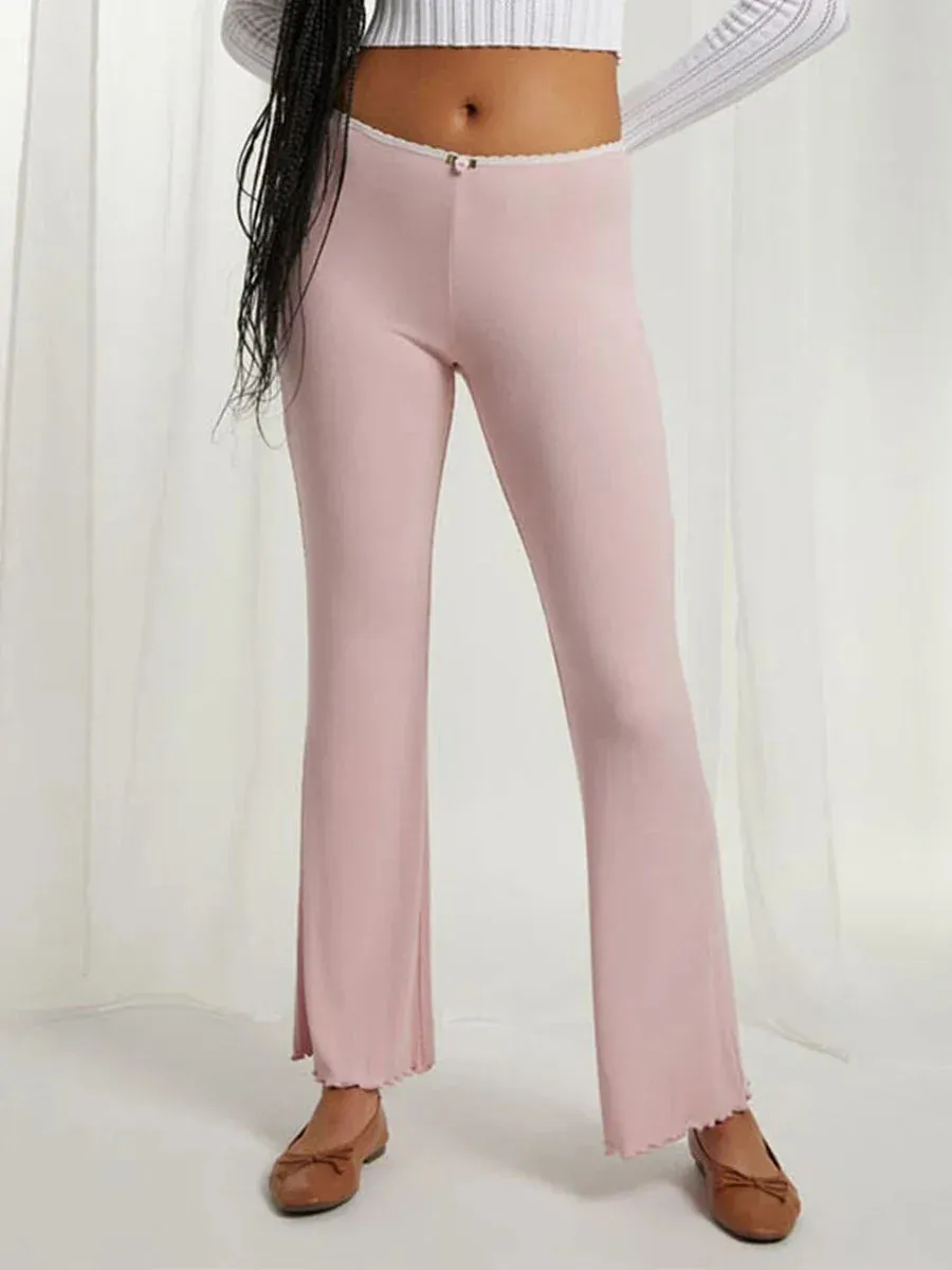 Lounge Contrast High Waist Flare Palazzo Yoga Bell Bottom Y2K Pants