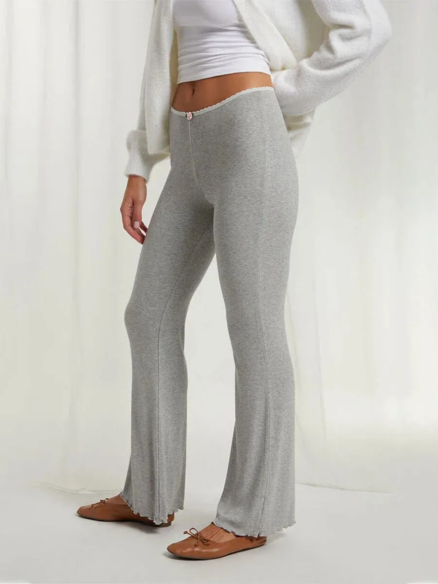 Lounge Contrast High Waist Flare Palazzo Yoga Bell Bottom Y2K Pants