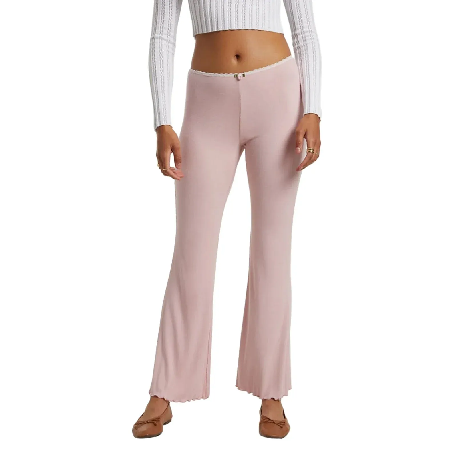 Lounge Contrast High Waist Flare Palazzo Yoga Bell Bottom Y2K Pants