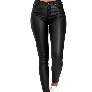 Maisie Women's Real Leather Solid Color Casual Pants