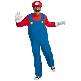 Mario Men's Deluxe Super Mario Brothers Jumpsuit Costume