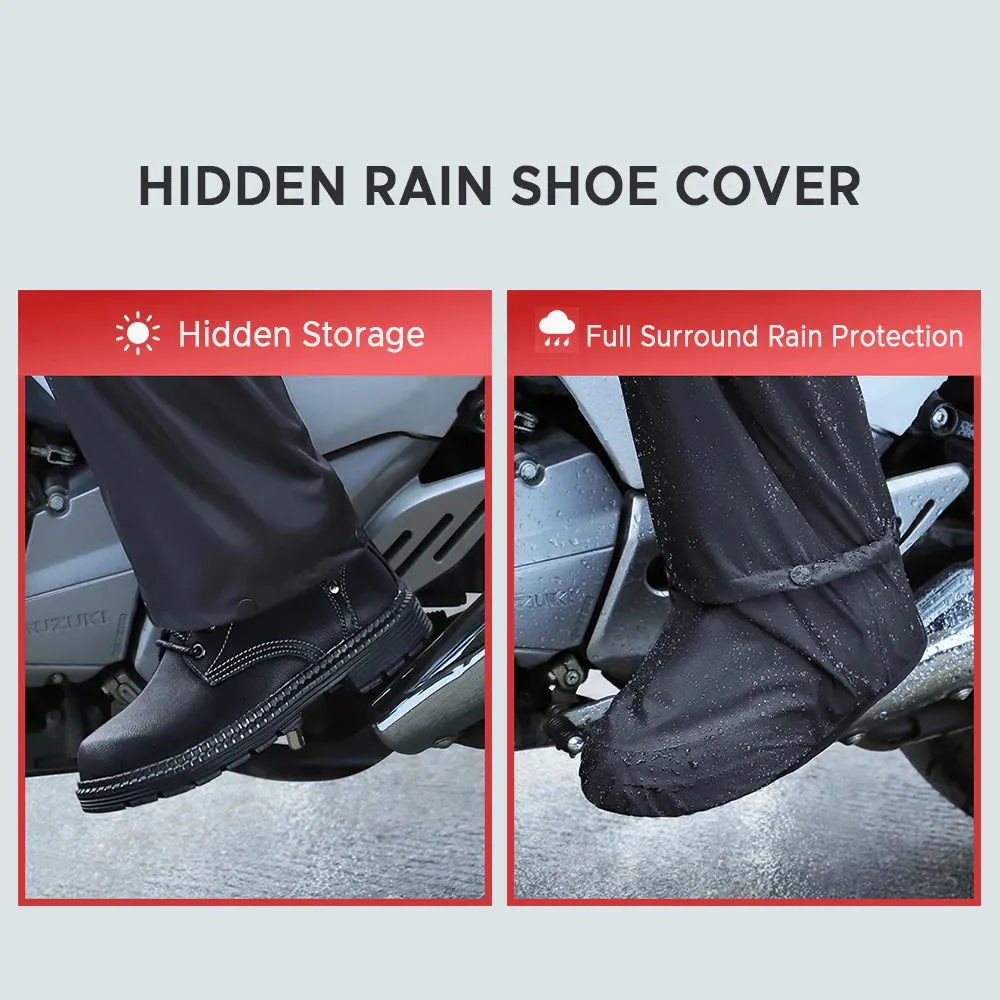 Men Motorcycle Rain Gear Outdoor Reflective Waterproof Rain Jacket Pants and Rain Shoe Cover Rain Suit for Cycling Hiking