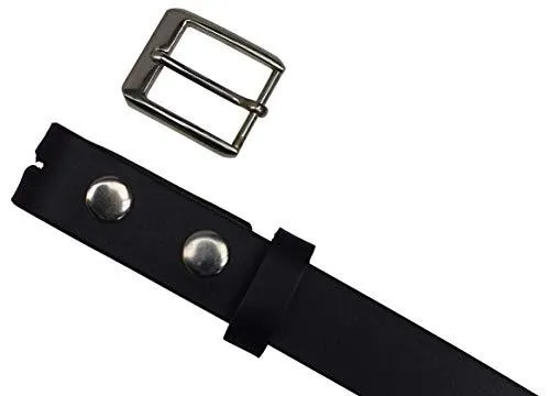 Men's Genuine Full Grain Leather Black Casual Dress Belt with Removable Buckle LSL1803