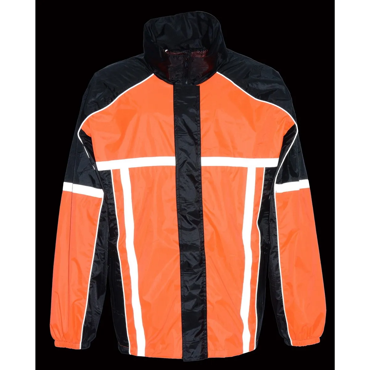 Milwaukee Leather MPM9510 Men's Black and Orange Motorcycle Water Resistant Rain Suit w/ Hi-Vis Reflective Tape