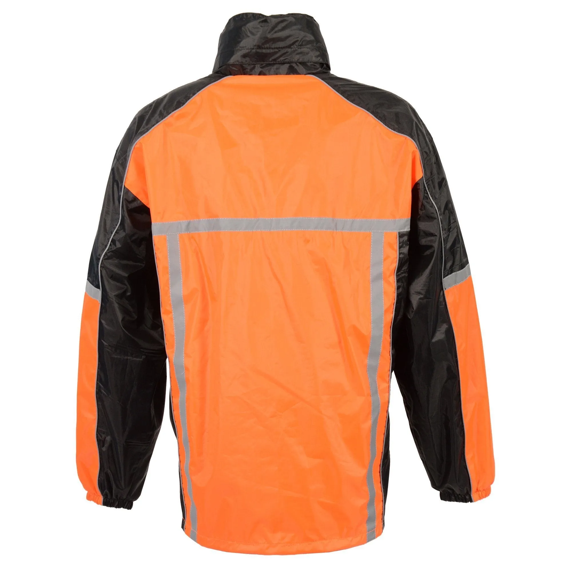 Milwaukee Leather MPM9510 Men's Black and Orange Motorcycle Water Resistant Rain Suit w/ Hi-Vis Reflective Tape