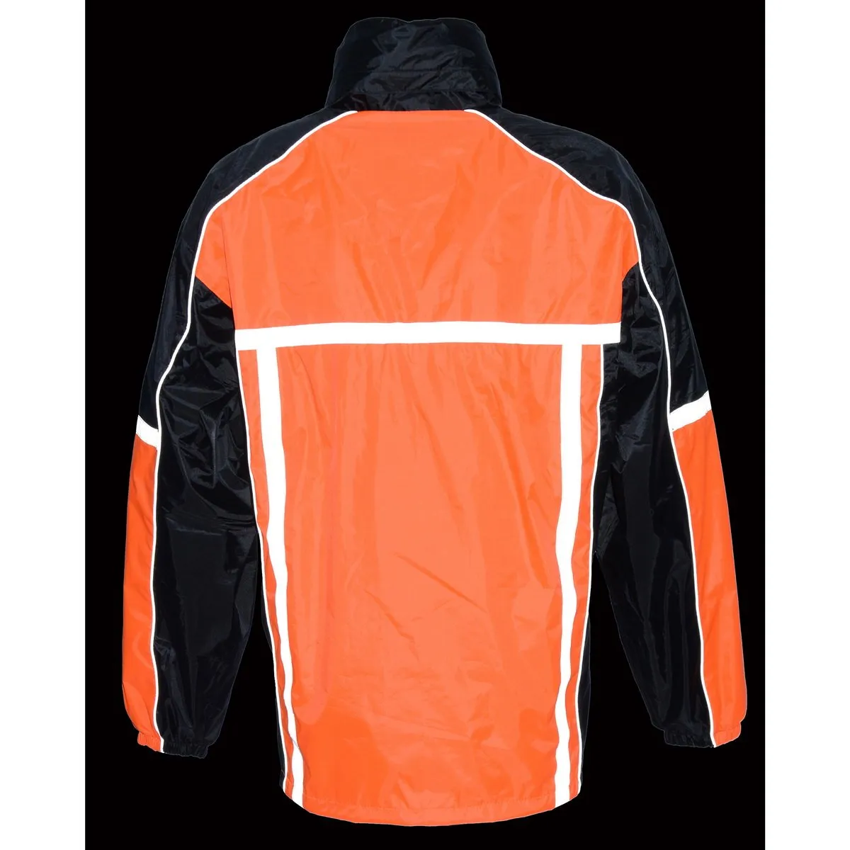 Milwaukee Leather MPM9510 Men's Black and Orange Motorcycle Water Resistant Rain Suit w/ Hi-Vis Reflective Tape