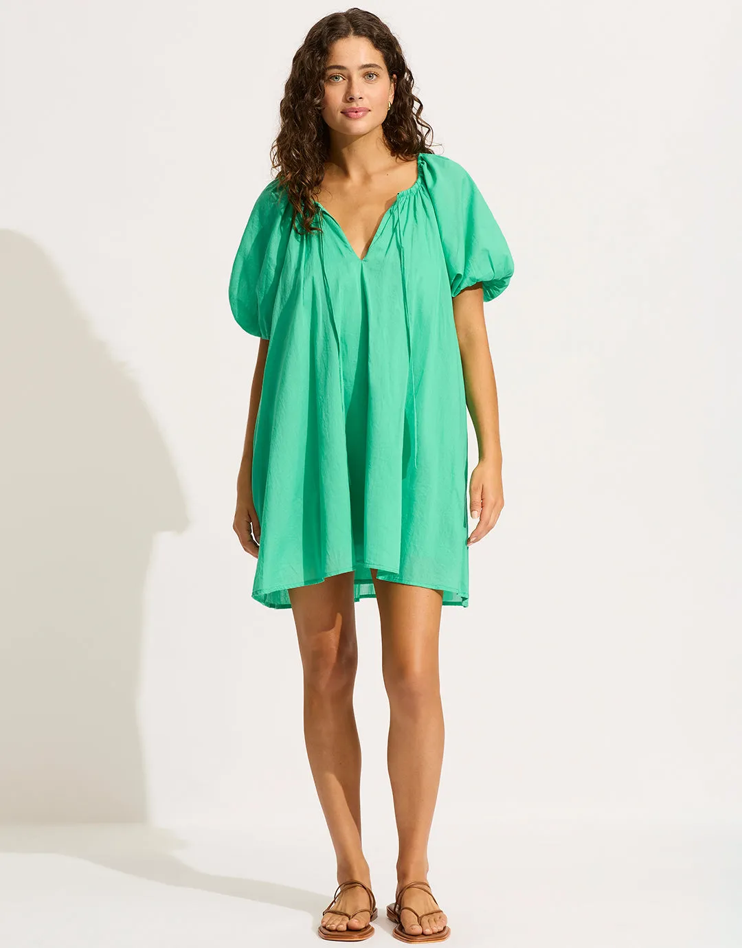 Mini Babydoll Beach Dress - Jade Green