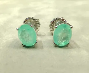 Mint Green Paraiba Tourmaline Stud Oval Earrings