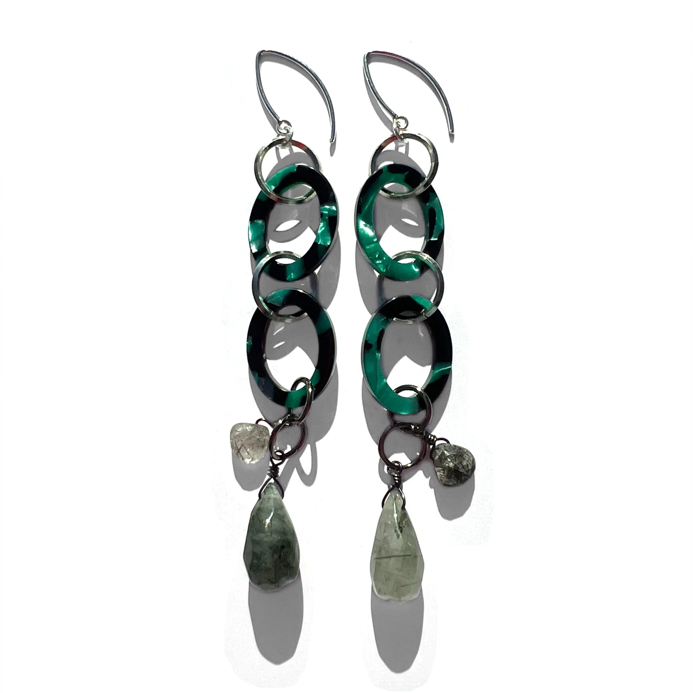 MPR x THE IMAGINARIUM: Forest Green with Tourmalinated Quartz Double Drop Earrings