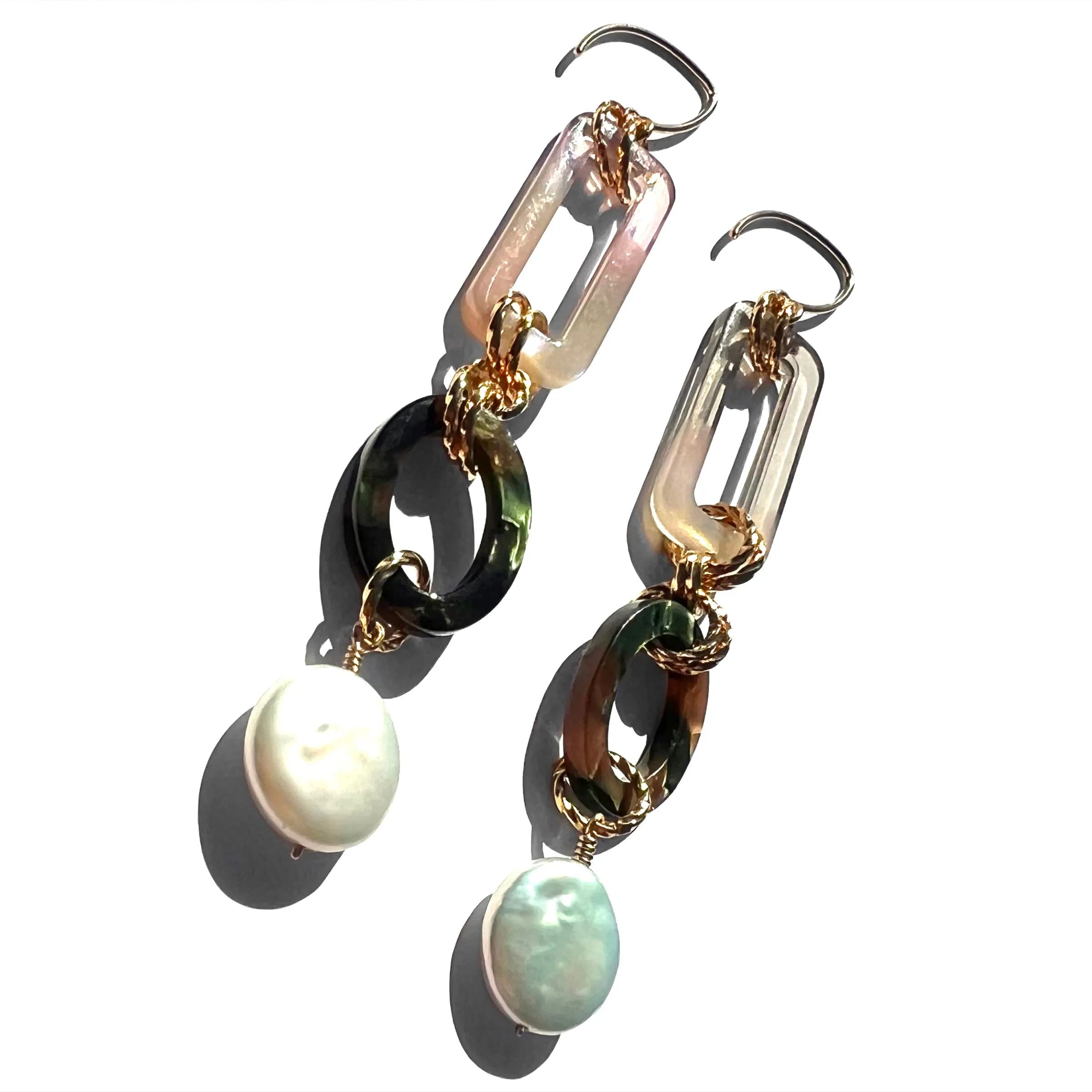 MPR x THE IMAGINARIUM: Pearl Button with Tortoise Drop Earrings