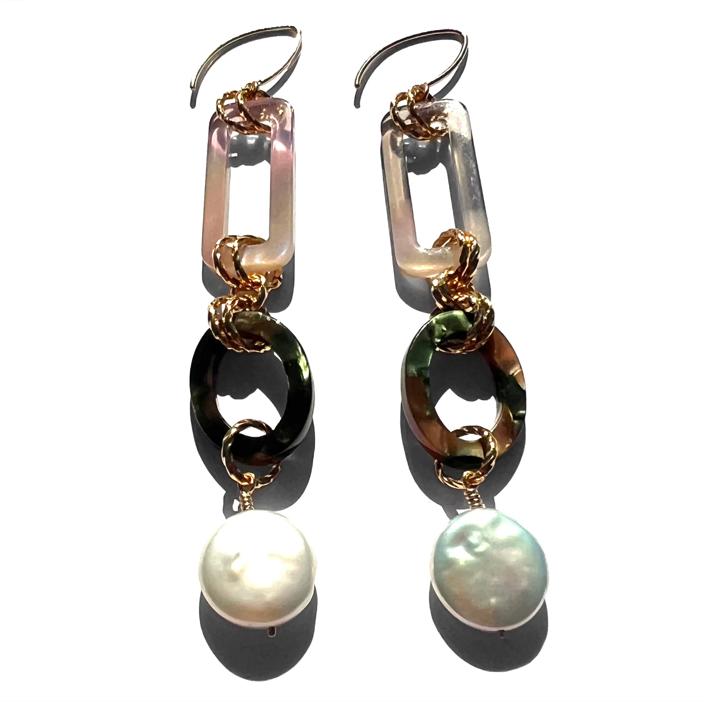 MPR x THE IMAGINARIUM: Pearl Button with Tortoise Drop Earrings