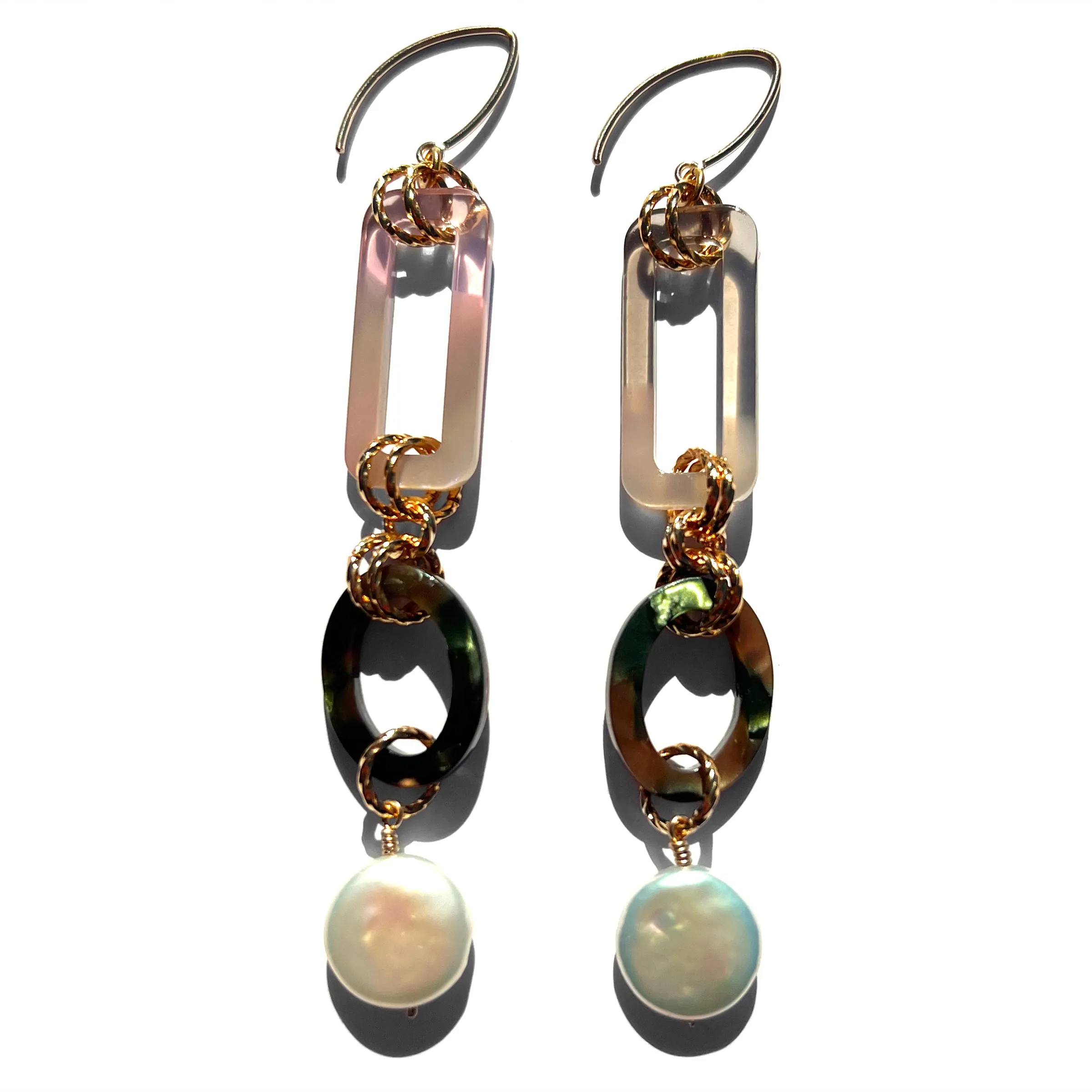 MPR x THE IMAGINARIUM: Pearl Button with Tortoise Drop Earrings