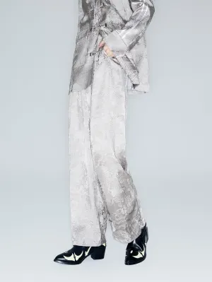 MUKZIN Lilong "thunderclap"Embossed Jacquard Draped Harem Pants